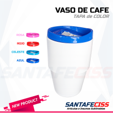 Vaso de Cafe Térmico Tapa de Color