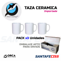 Taza Ceramica Blanca Orca Pack 3u. Taza Ceramica Blanca Orca Pack 3u.