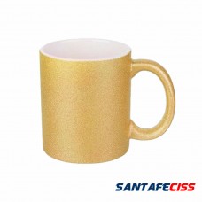 Taza Cerámica Dorada con Glitter 