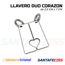 Llavero Duo Corazon – Pack de 20u. - Madera Cristal